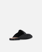 Pinko Flat Nappa Leather Mule Moccasins Limo Black