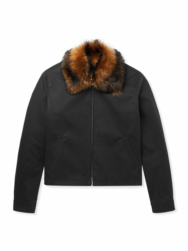 Photo: Alexander McQueen - Shearling-Trimmed Cotton-Canvas Bomber Jacket - Black