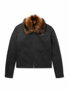 Alexander McQueen - Shearling-Trimmed Cotton-Canvas Bomber Jacket - Black