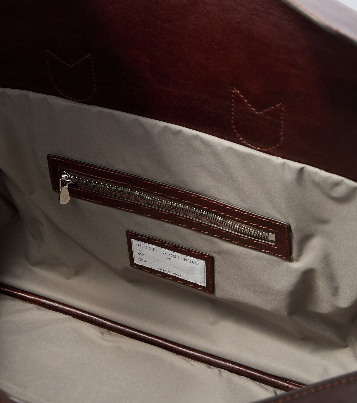 Brunello Cucinelli Leather-trimmed canvas duffel bag