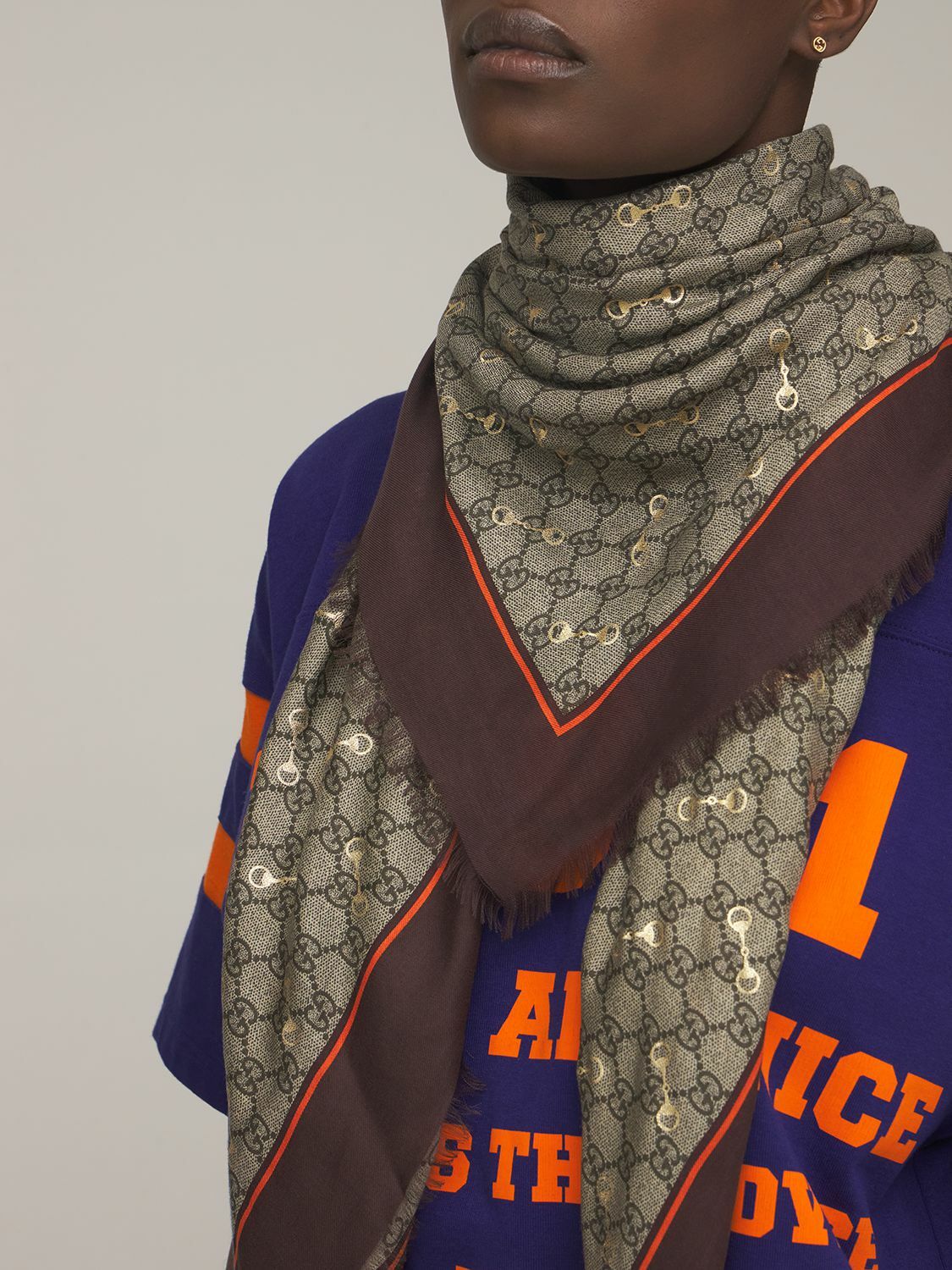 【GUCCI】GG PRINT WITH HORSEBITS MODAL SHAWL◆6625773GA40 Buy Gucci GG Print with Horsebits Modal Shawl for Womens