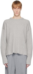 MM6 Maison Margiela Gray Raw Cut Sweater