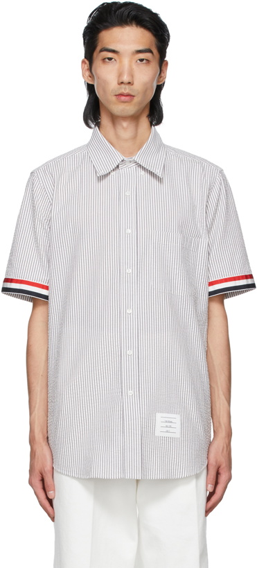 Photo: Thom Browne Grey Seersucker Stripe Shirt