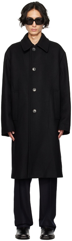 Photo: Dries Van Noten Black Spread Collar Coat