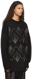 We11done Black Hotfix Iron On Oversized Sweater