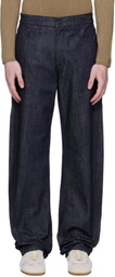 Mugler Navy Straight Raw Denim Jeans