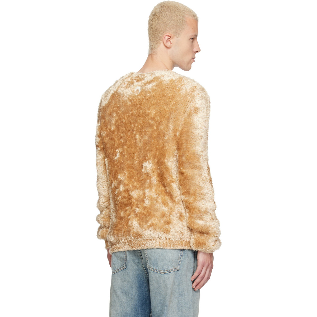 Marine Serre Beige Wild Fluffy Knit Crewneck Sweater