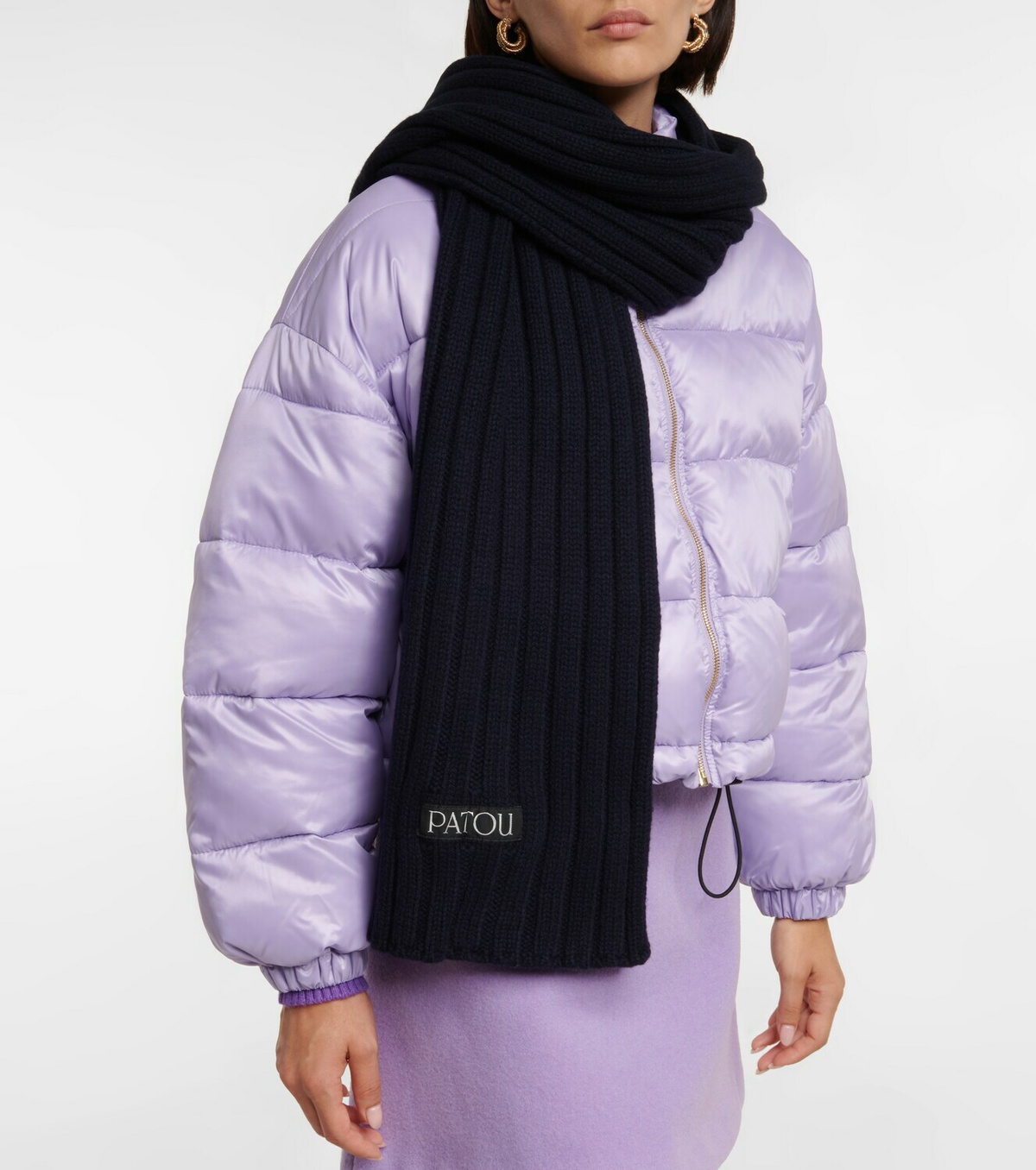 Patou Ribbed-knit wool and cashmere scarf