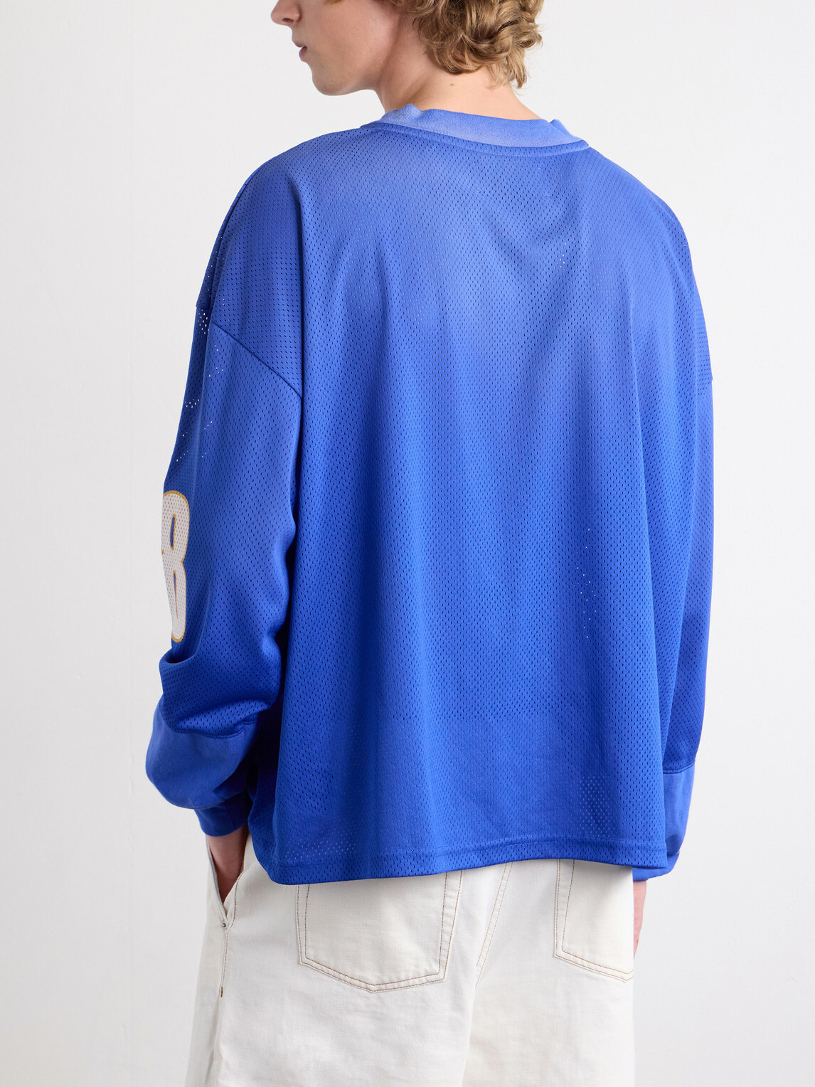 Satoshi Nakamoto - Moto Logo-Print Mesh T-Shirt - Blue