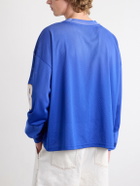 Satoshi Nakamoto - Moto Logo-Print Mesh T-Shirt - Blue