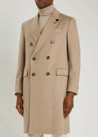 Lardini Double-breasted Wool Coat Beige