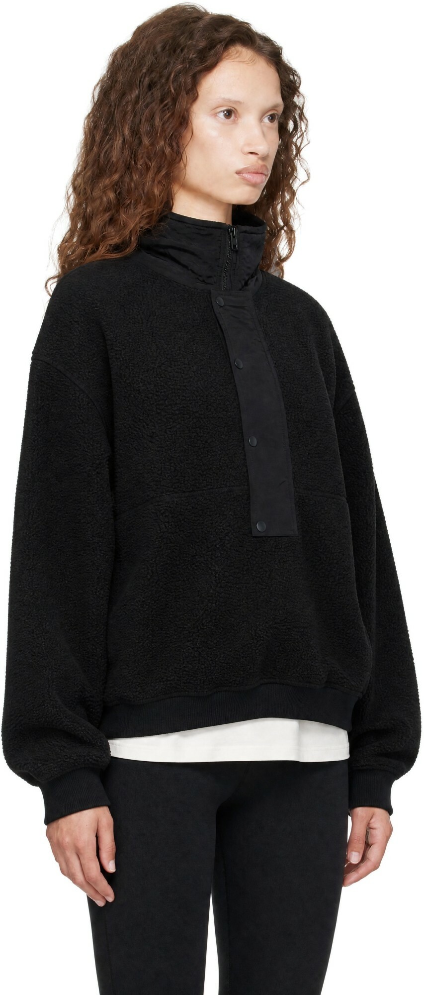 Entire Studios Black System Half Zip Fleece Sweater