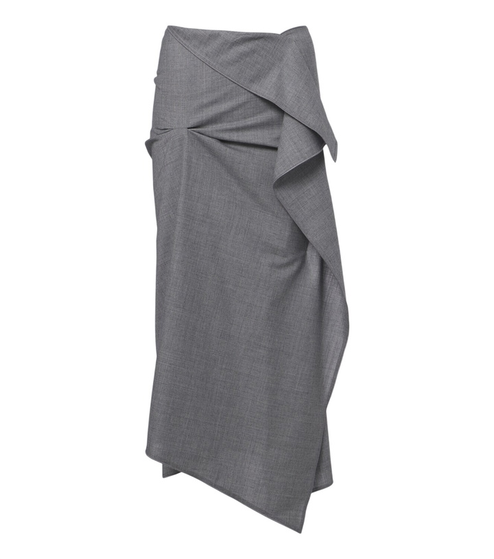 Photo: Victoria Beckham Asymmetric draped wool midi skirt