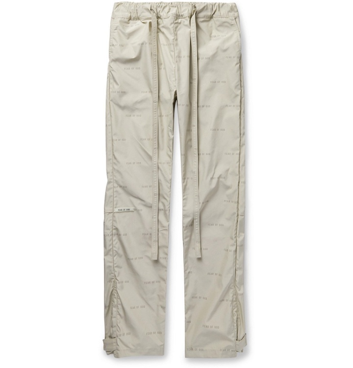 Photo: Fear of God - Belted Logo-Print Nylon-Twill Trousers - Neutrals
