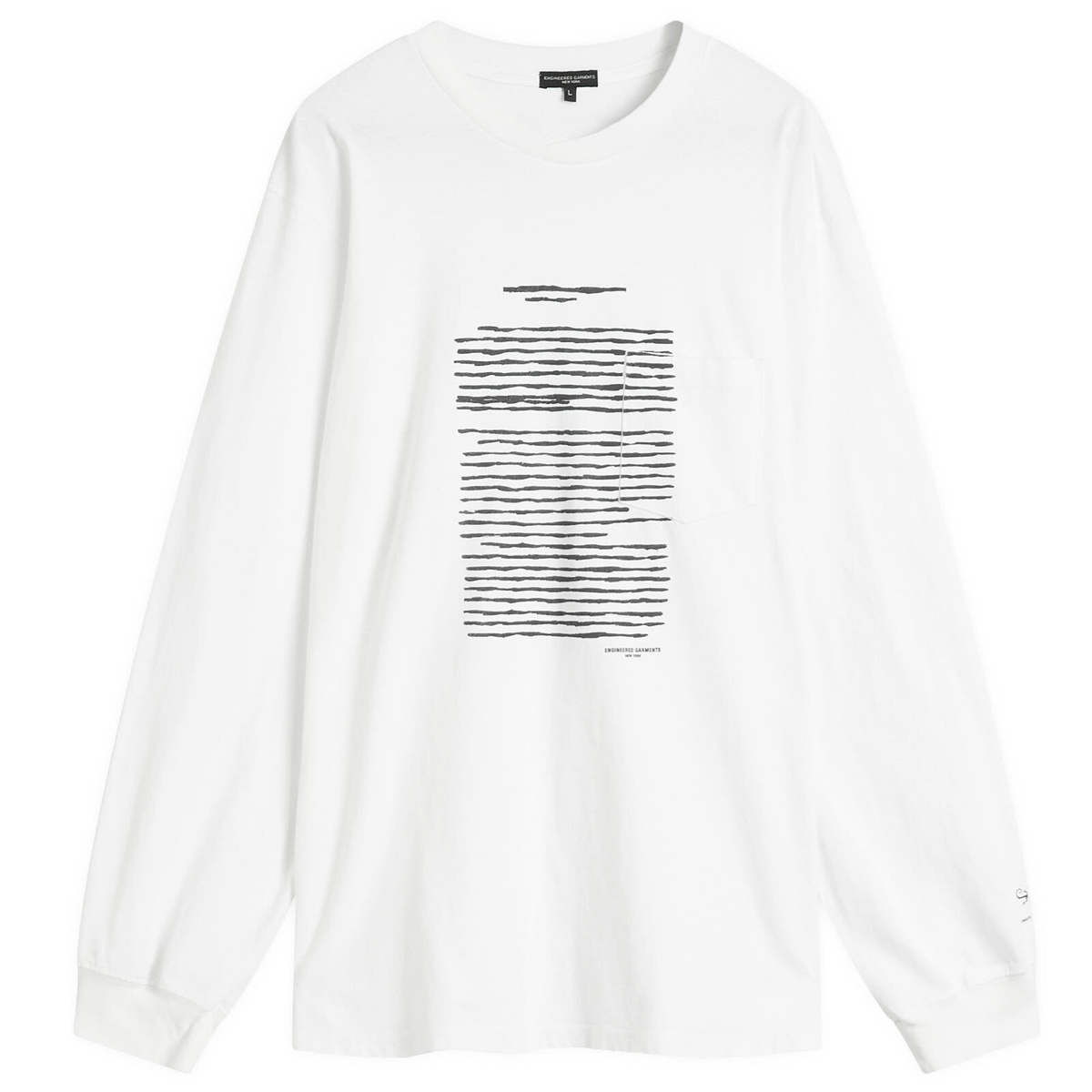 Engineered Garments Men's Printed Cross Long Sleeve T-Shirt in White