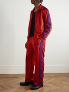 Needles - Straight-Leg Webbing-Trimmed Logo-Embroidered Jersey Track Pants - Red