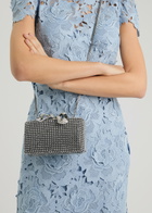 Self-portrait Crystal-embellished Satin box Clutch - Silver - One Size