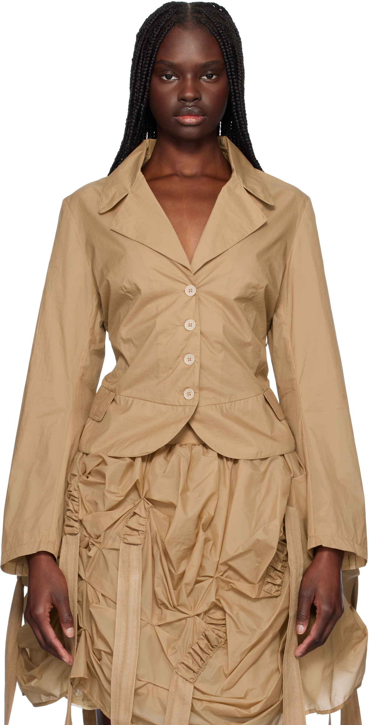Renaissance Renaissance Beige Tank Double Layer Blazer