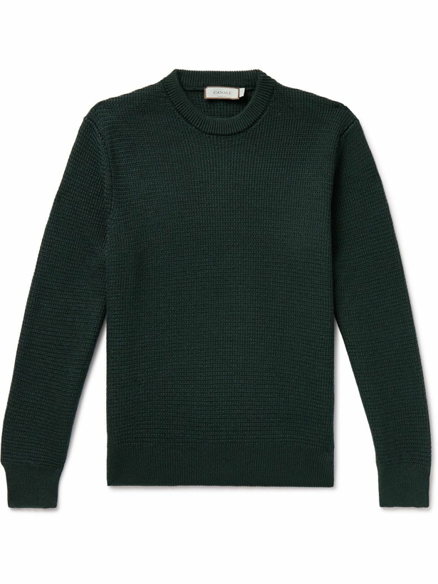 Photo: Canali - Slim-Fit Textured Merino Wool Sweater - Green