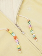 CELINE - Logo-Embroidered Cotton-Blend Velour Zip-Up Hoodie - Yellow