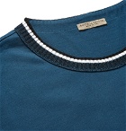 Bottega Veneta - Knit-Trimmed Cotton-Jersey T-Shirt - Men - Blue