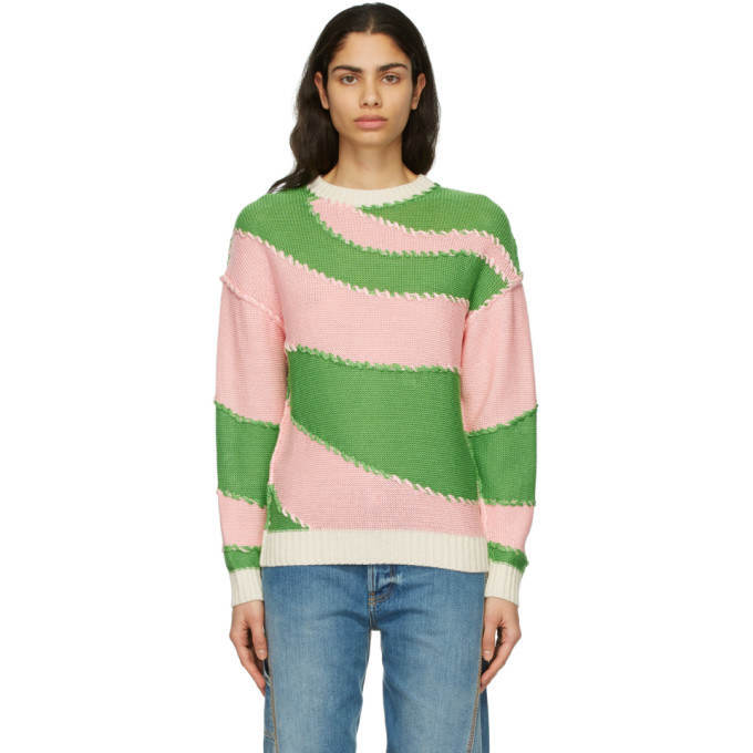 Photo: JW Anderson Green and Pink All Over Spiral Jumper