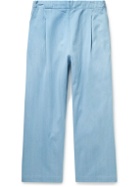 11.11/eleven eleven - Wide-Leg Pleated Denim Trousers - Blue