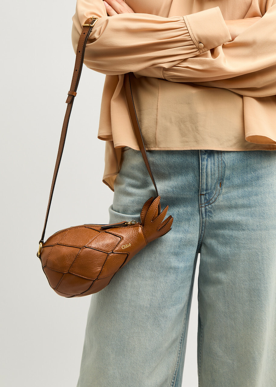 Chloe Pineapple Grained Leather Shoulder bag - Brown - One