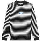 Flagstuff Men's Long Sleeve Border Stripe Logo T-Shirt in Black