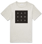 Saturdays NYC - Grid Printed Mélange Cotton-Jersey T-Shirt - Men - Light gray