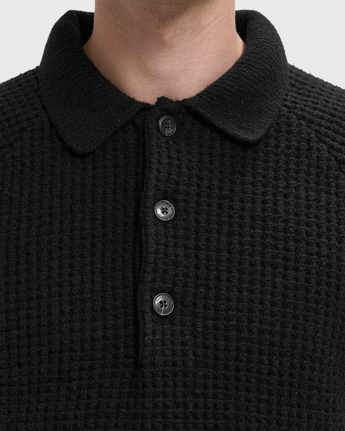 CLOSED KNITTED POLO Black Men