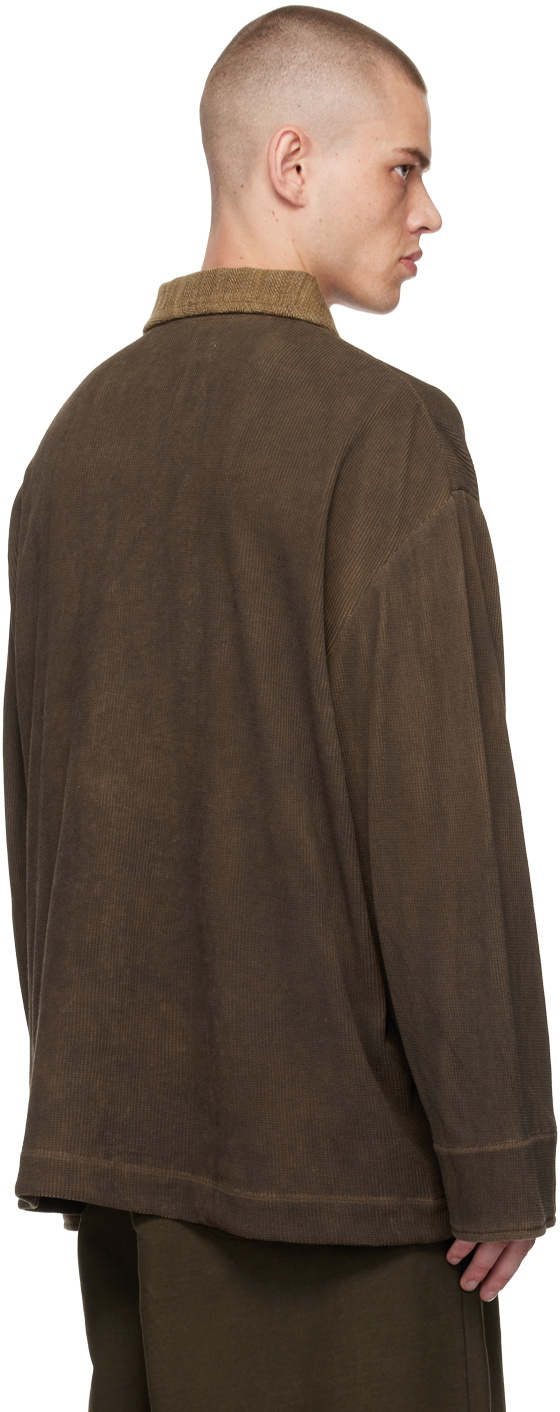 Aviva Jifei Xue Brown Spread Collar Polo