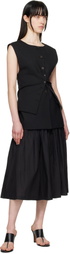 AMOMENTO Black Oversized Button Up Vest