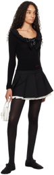 SHUSHU/TONG Black Neck-Embellished Knitwear Bodysuit