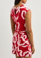 Kitri Hessa Printed Gathered Satin Mini Dress Red