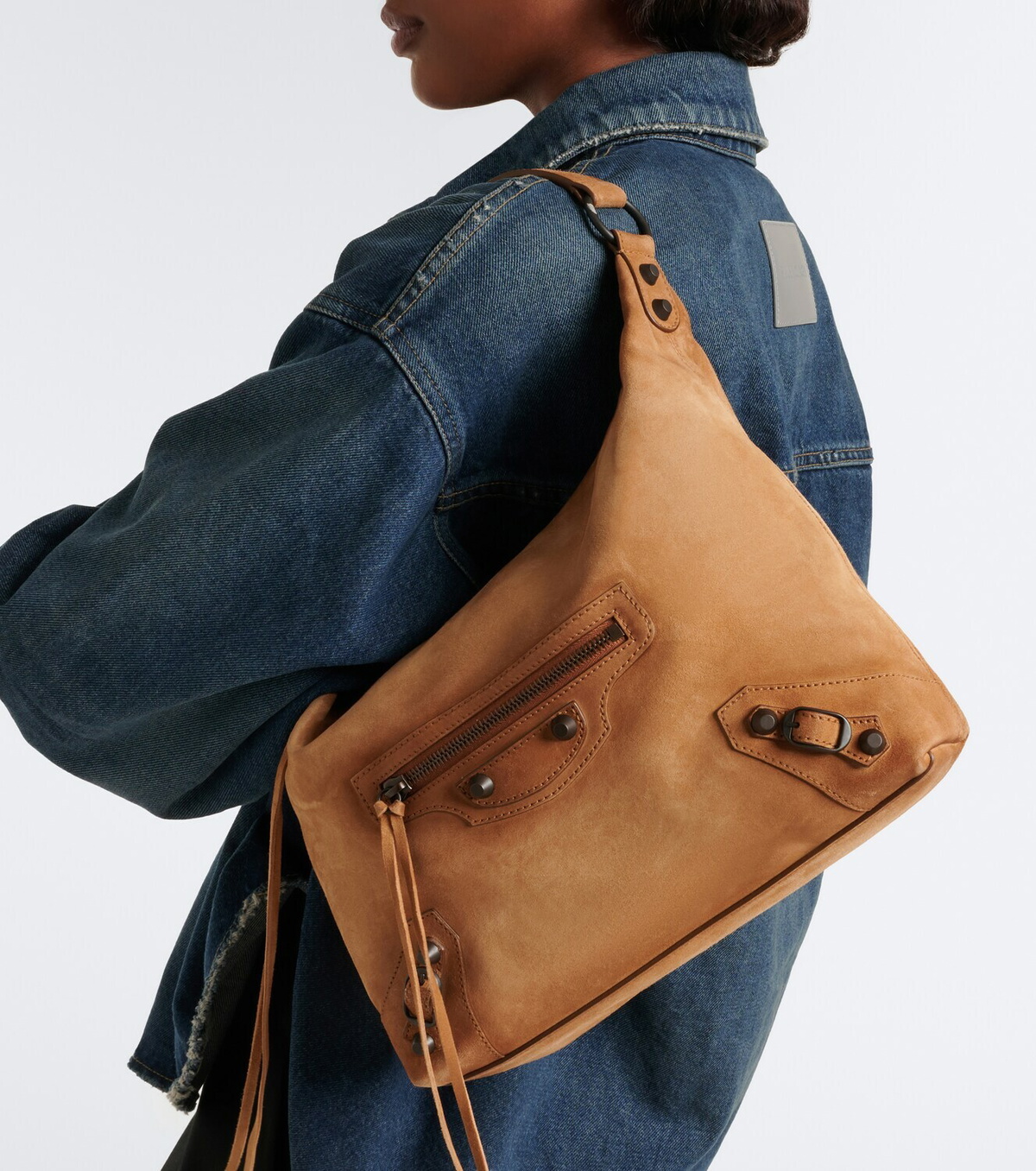 Balenciaga Le City Small suede shoulder bag
