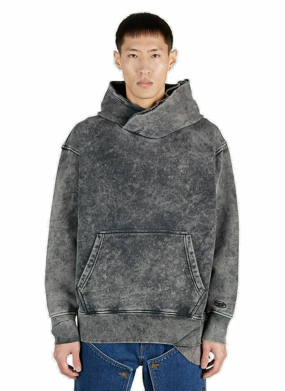 Diesel - Destroyed Hooded Sweatshirt in Dark Grey Diesel