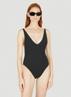 Deep Neck Swimsuit in Black