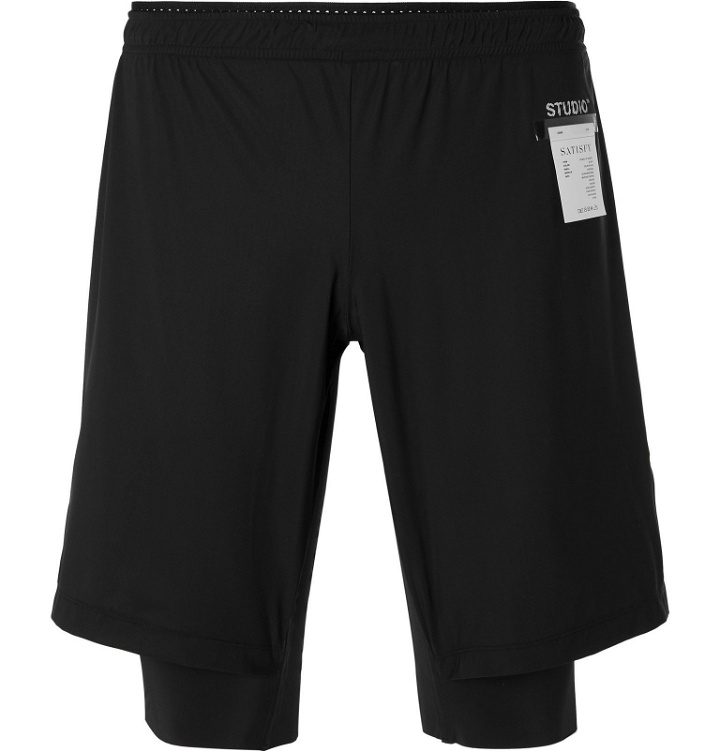 Photo: Satisfy - Studio Slim-Fit Layered Stretch-Jersey Shorts - Black