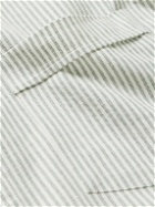 Kingsman - Grandad-Collar Striped Cotton-Poplin Shirt - Green