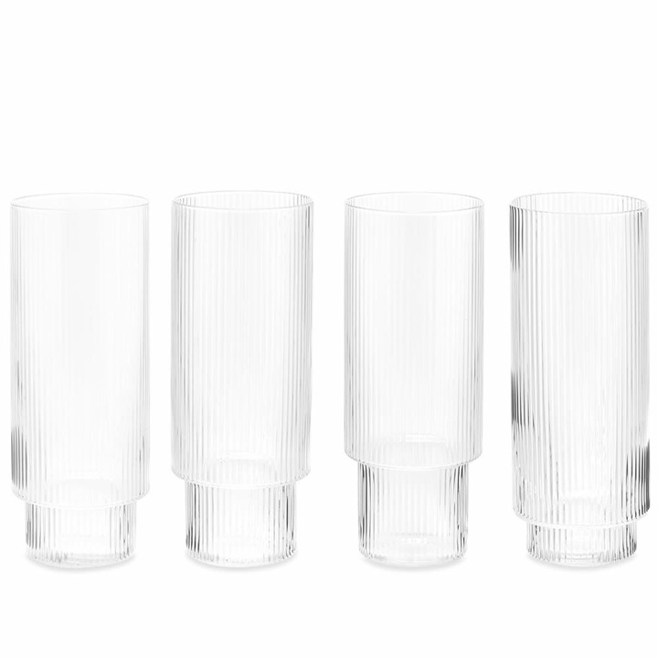 Photo: Ferm Living Ripple Long Drink Glass - Set of 4 in Clear