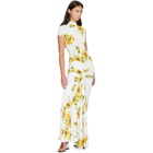 ALAÏA White Draped Printed Maxi Dress