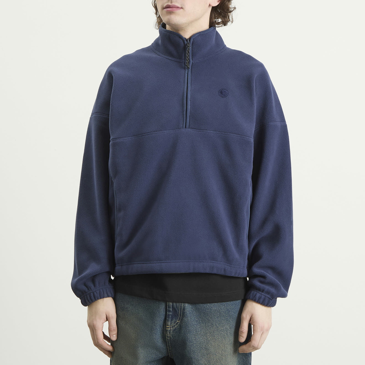 Polar Skate Co. Men's Ivan Half Zip Fleece Sweatshirt in Grey Blue