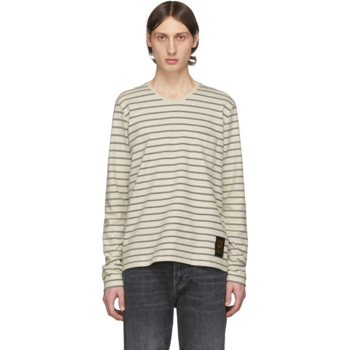 Photo: Tiger of Sweden Jeans Off-White and Black Striped Salk Long Sleeve T-Shirt