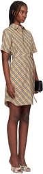 Burberry Beige Check Cotton Shirt Midi Dress