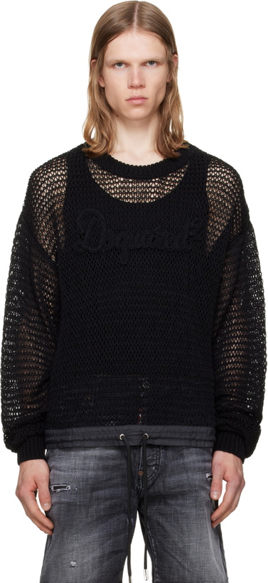 Photo: Dsquared2 Black 'Dsquared2 Signature' Open Work Sweater
