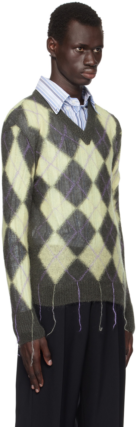Marni Gray & Yellow Argyle Sweater Marni Marni Gray & Yellow Argyle Sweater Marni