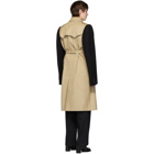 Maison Margiela Beige and Black Cotton Twill Trench Coat