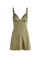Fleur OF England Arianna Lace and Silk-blend Satin Nightdress Sage