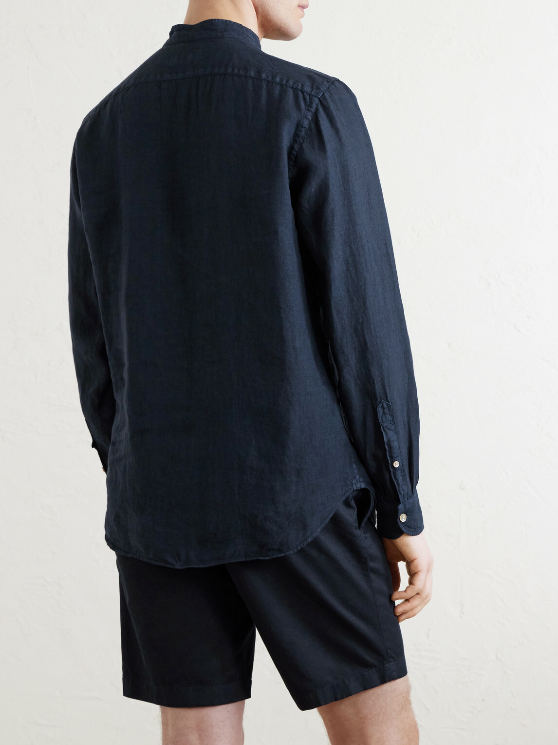 Boglioli - Grandad-Collar Linen Shirt - Blue